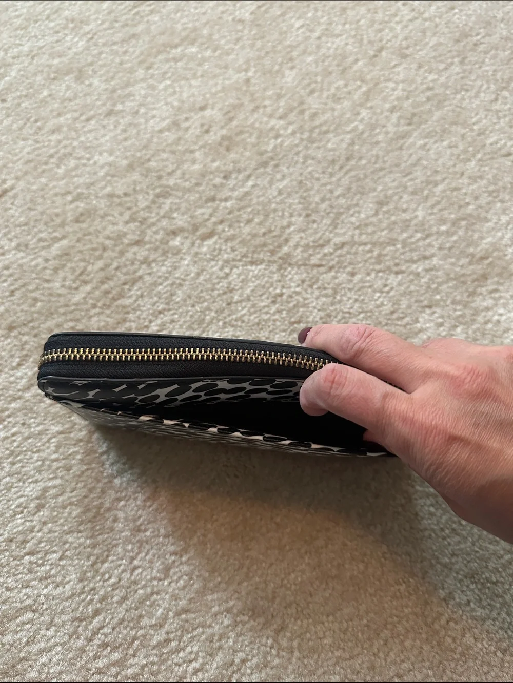 Kate Spade Black and White Dotted Zip Wallet